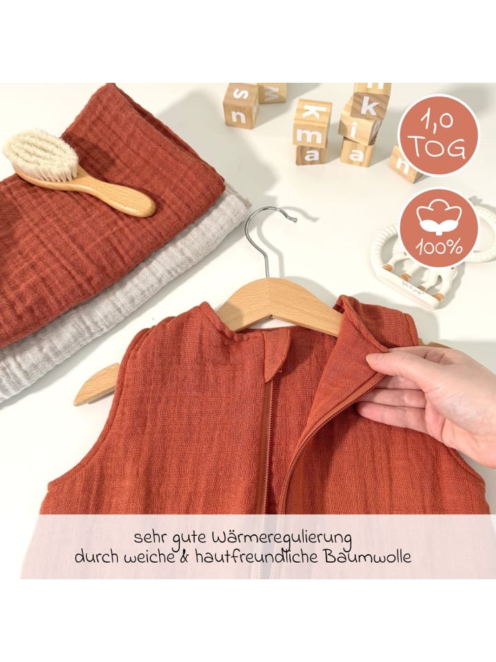 Makian Musselin-Schlafsack - Terracotta - Gr. 60 in rot günstig kaufen