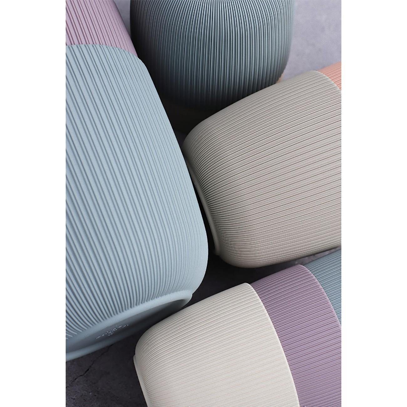 Engelland Blumentopf Pflanztopf mit Drainagesystem (Vorteils-Set, 1 St., robuster PP-Kunststoff), Rillenoptik, UV-resistent, Drainagesystem, direkte Bepflanzung