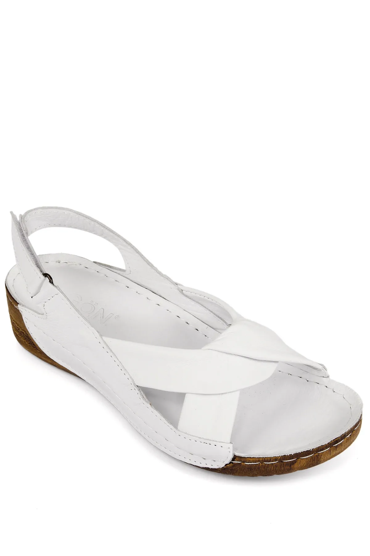 GÖNDERİ(R)  Weiße Gön-Damen-Keilsandalen aus echtem Leder 42304
