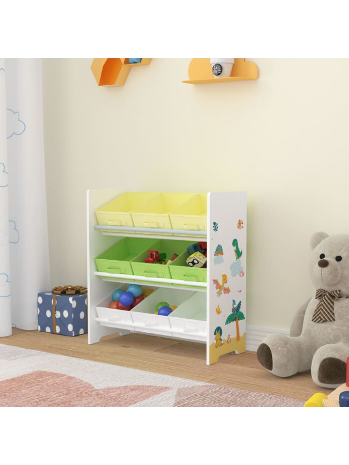 en.casa Kinderregal Boiro in Gelb Grün (H)59.5cm (B)62cm (T)29.5cm günstig kaufen onesize