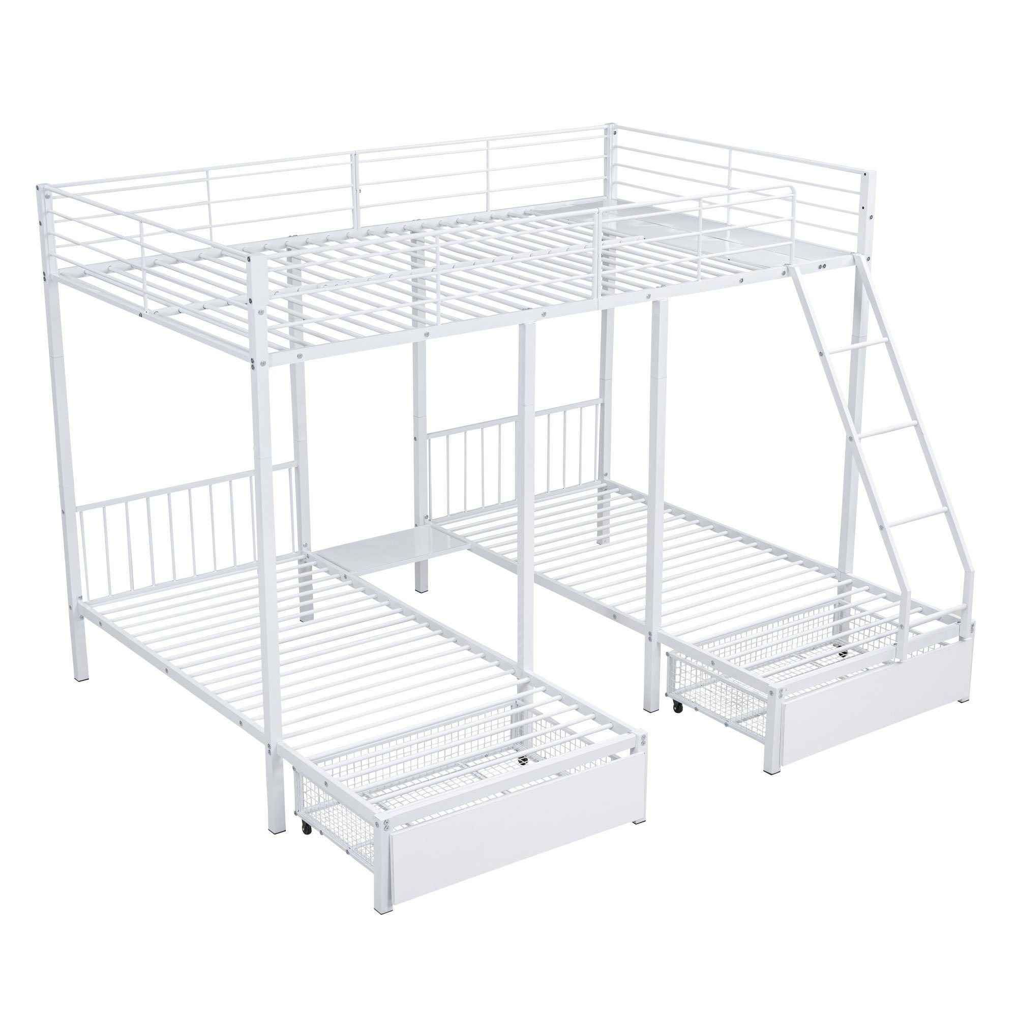 DEEP POWER Metallbett Etagenbett mit Schubladen Metallbett Doppelbett Einzelbett 140X200cm