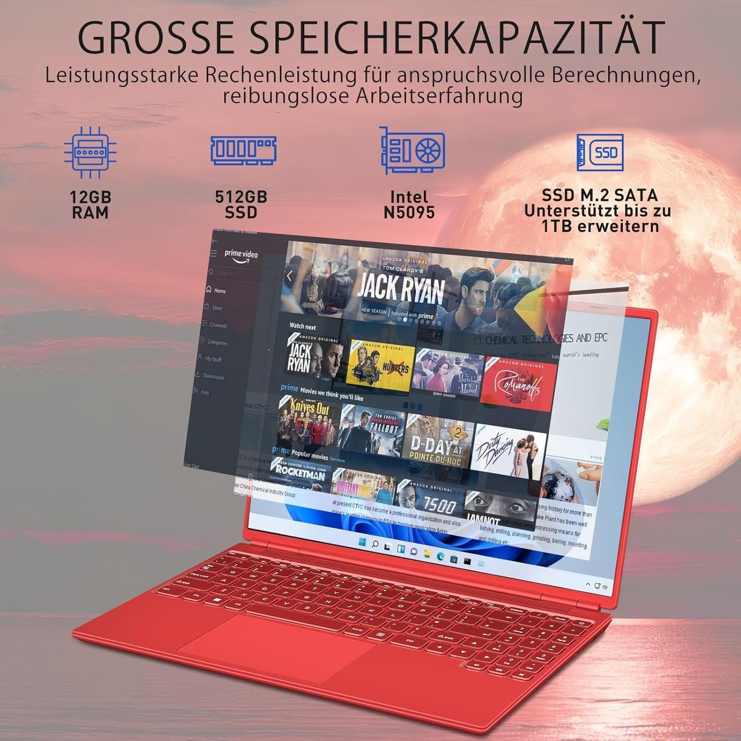 AOCWEI A6 Notebook (Intel Celeron N5095, UHD 600, 512 GB SSD, FHD 2,9 GHz Speicherplatz bieten beeindruckende Darstellung schnellen)