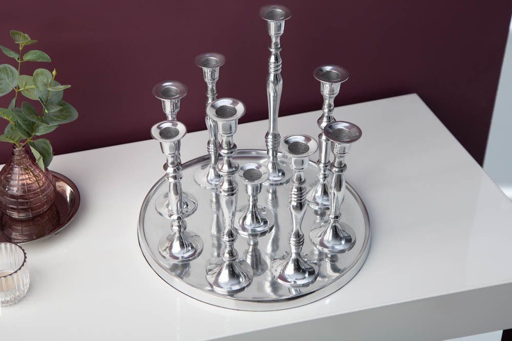 riess-ambiente Kerzenständer MODERN BAROCK 25cm silber (1 St), Metall · Kerzenhalter · Deko · Barock-Design