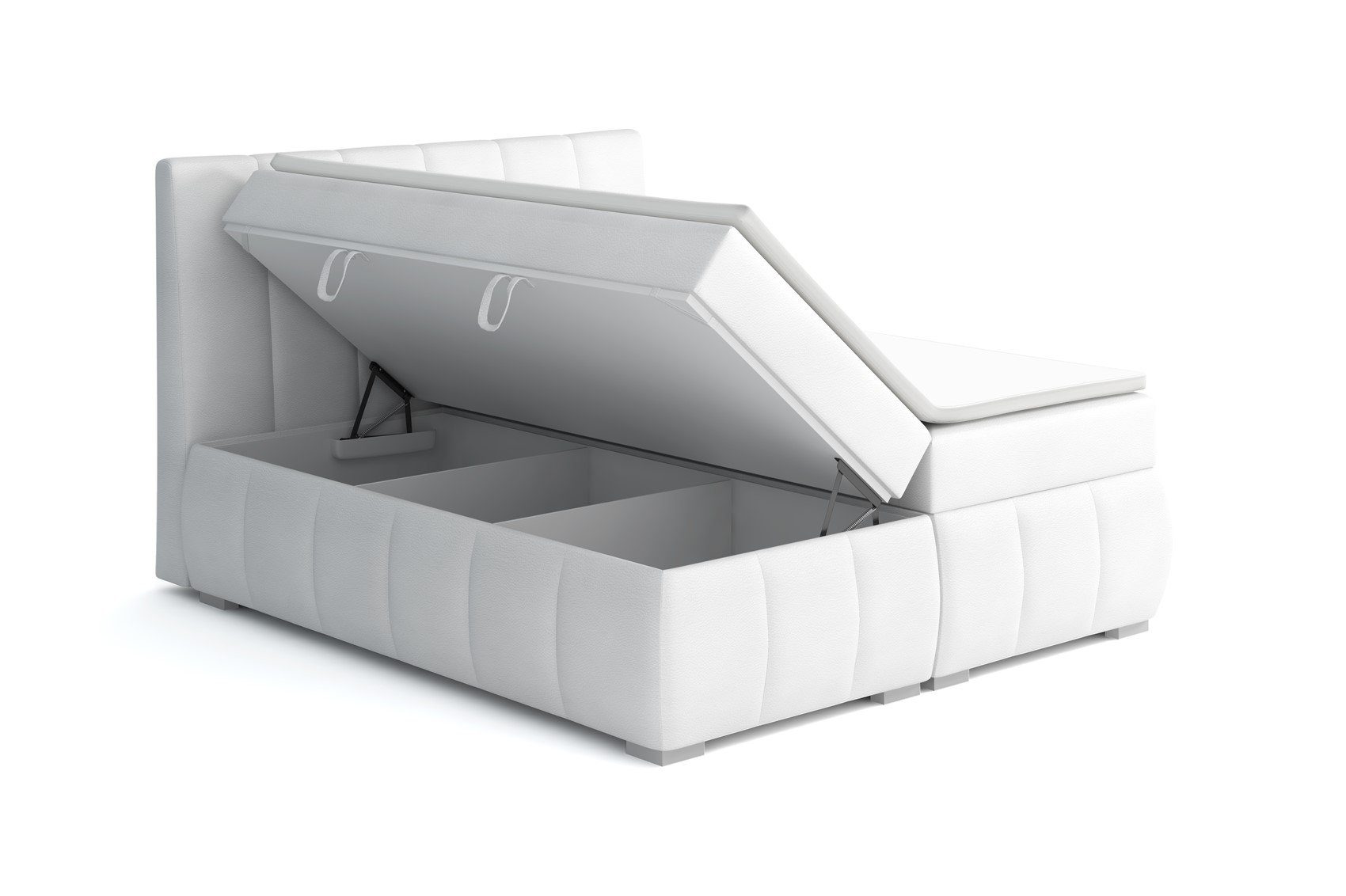 Fun Möbel Boxspringbett Boxspringbett Schlafzimmerbett VINCENZA in Kunstleder Schwarz (inkl. Bettkasten, 1-St., inkl. Kaltschaumtopper)