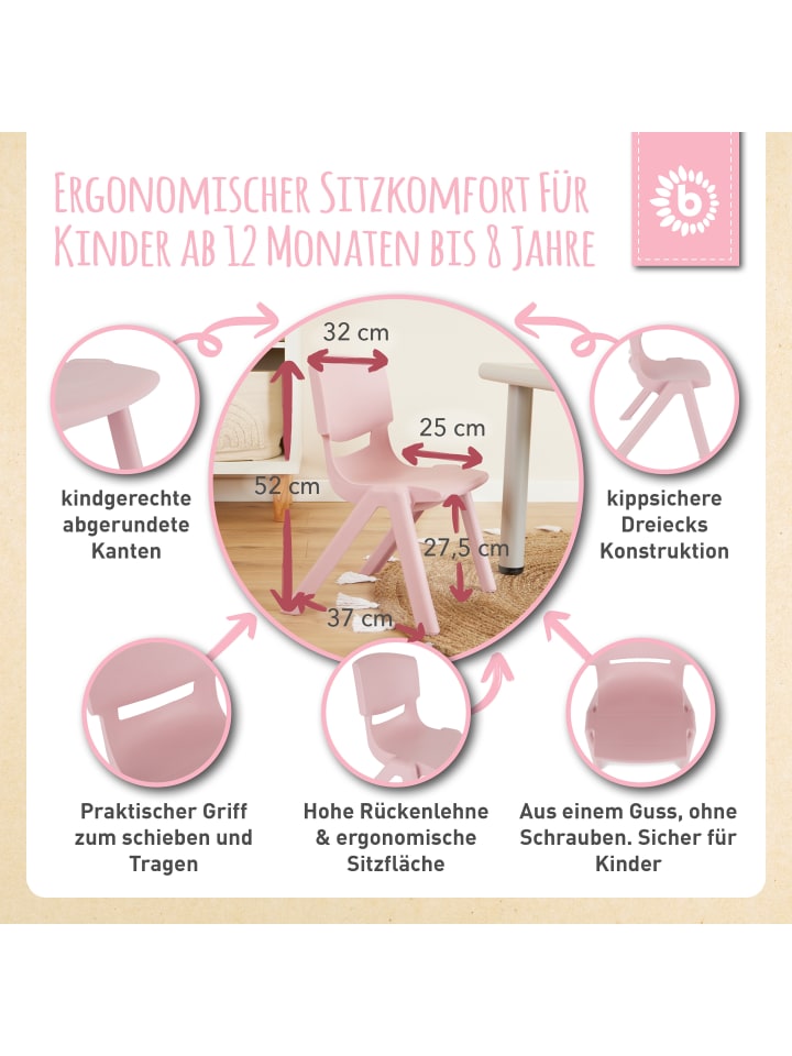Bieco Spielwaren Kinderstuhl bis 80 kg belastbar in Rosa günstig kaufen onesize