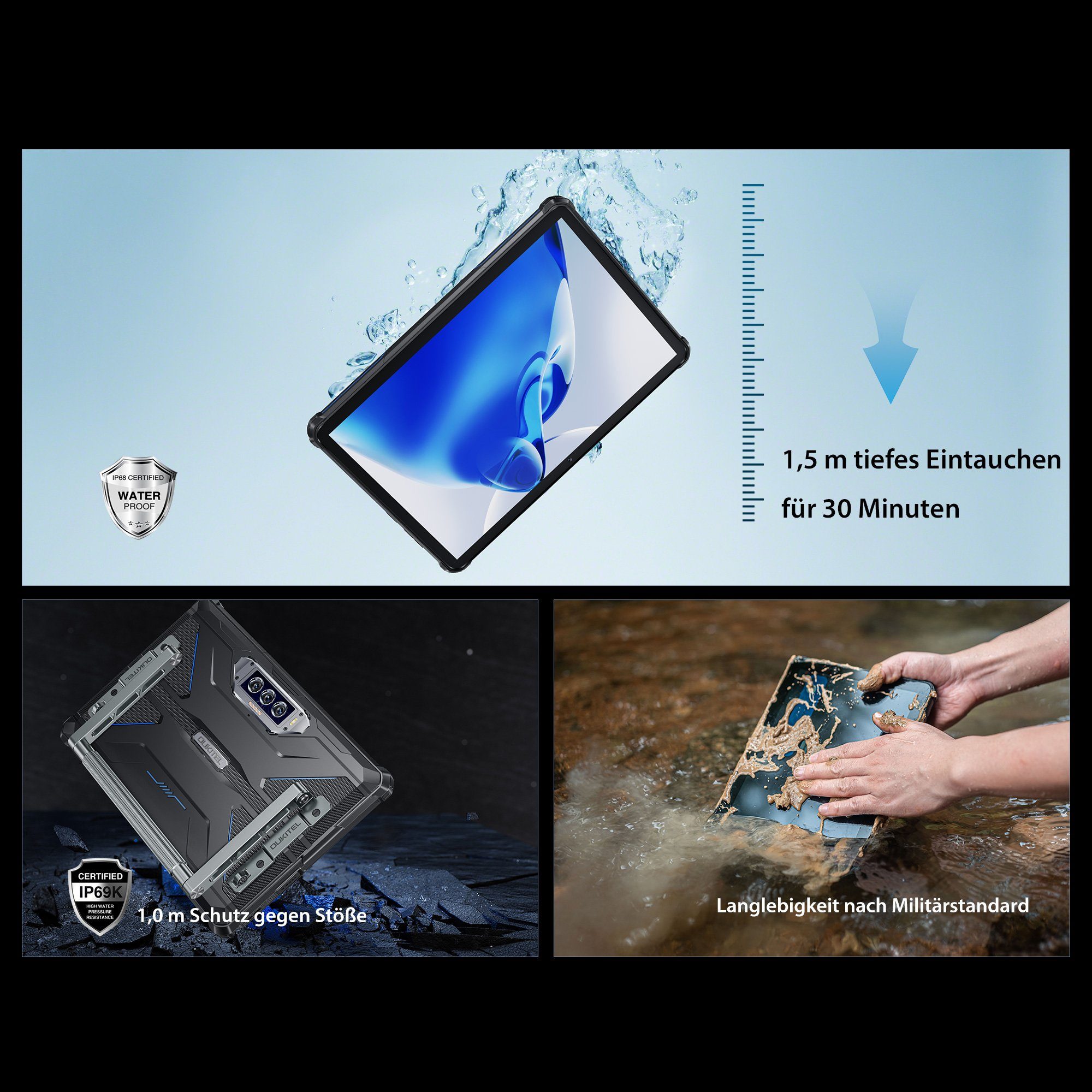 OUKITEL RT7[Outdoor], Dual SIM, 32000mAh Akku, 24GB RAM & 256GB ROM Tablet (10,1