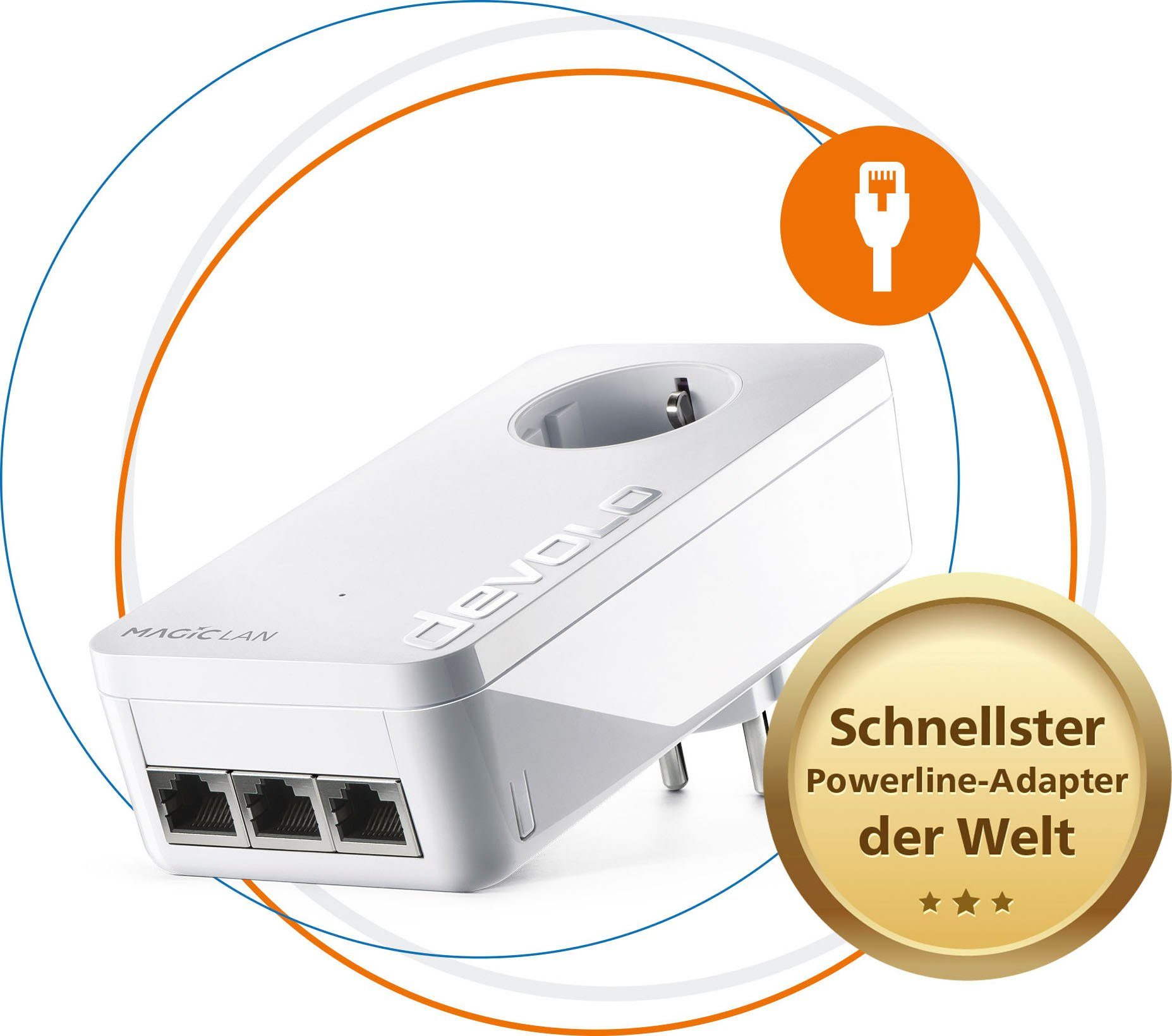 DEVOLO Magic 2 LAN triple Ergänzung (2400Mbit, 3x GbitLAN, Heimnetz) LAN-Router