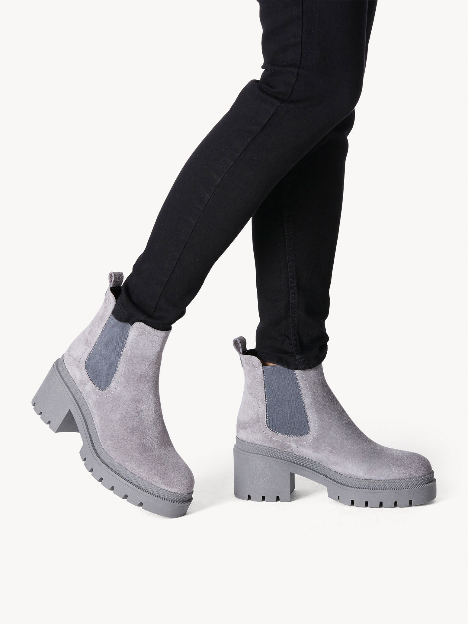 Bottine Chelsea en cuir - gris
