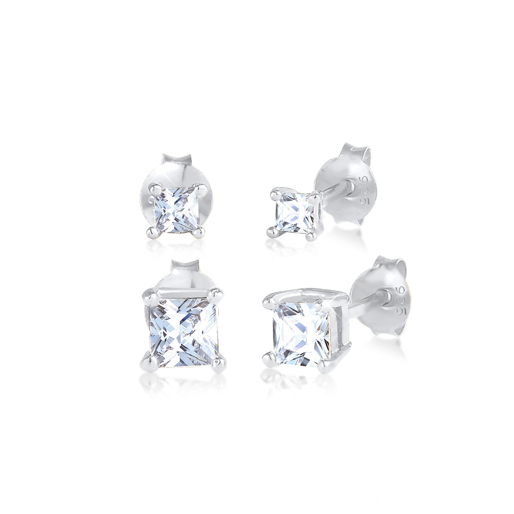 Elli Elli Boucles d'Oreilles Boucles d'oreilles dames serties de Géo carré avec des cr Boucles d'oreilles