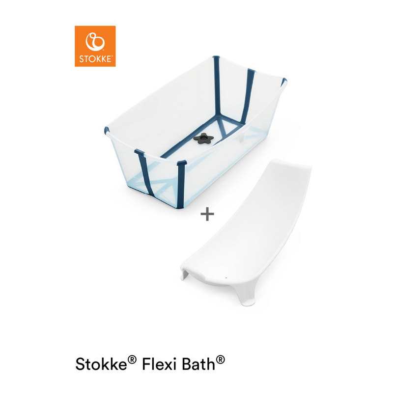 Bundle baignoire Flexibath transparente bleue et transat de bain Stokke