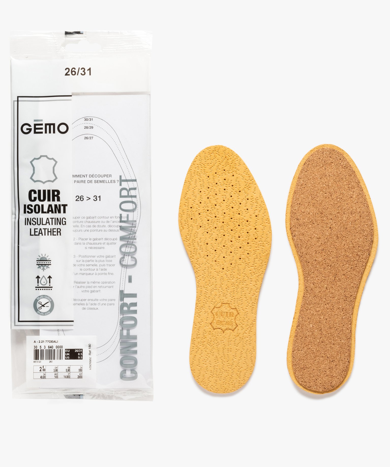 Semelles enfant en cuir multi-tailles 26-31 marron | GEMO