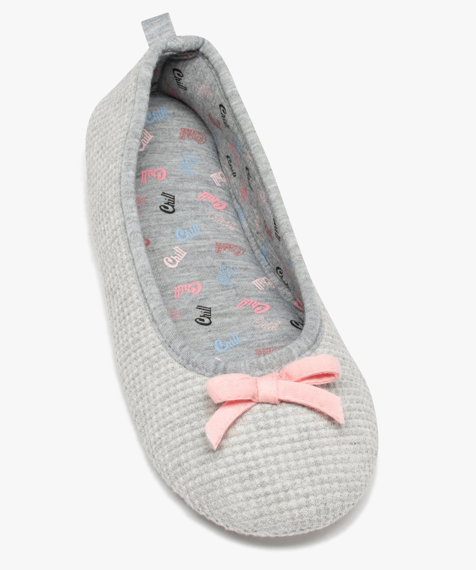Chaussons femme ballerines unies en nid d’abeille gris | GEMO
