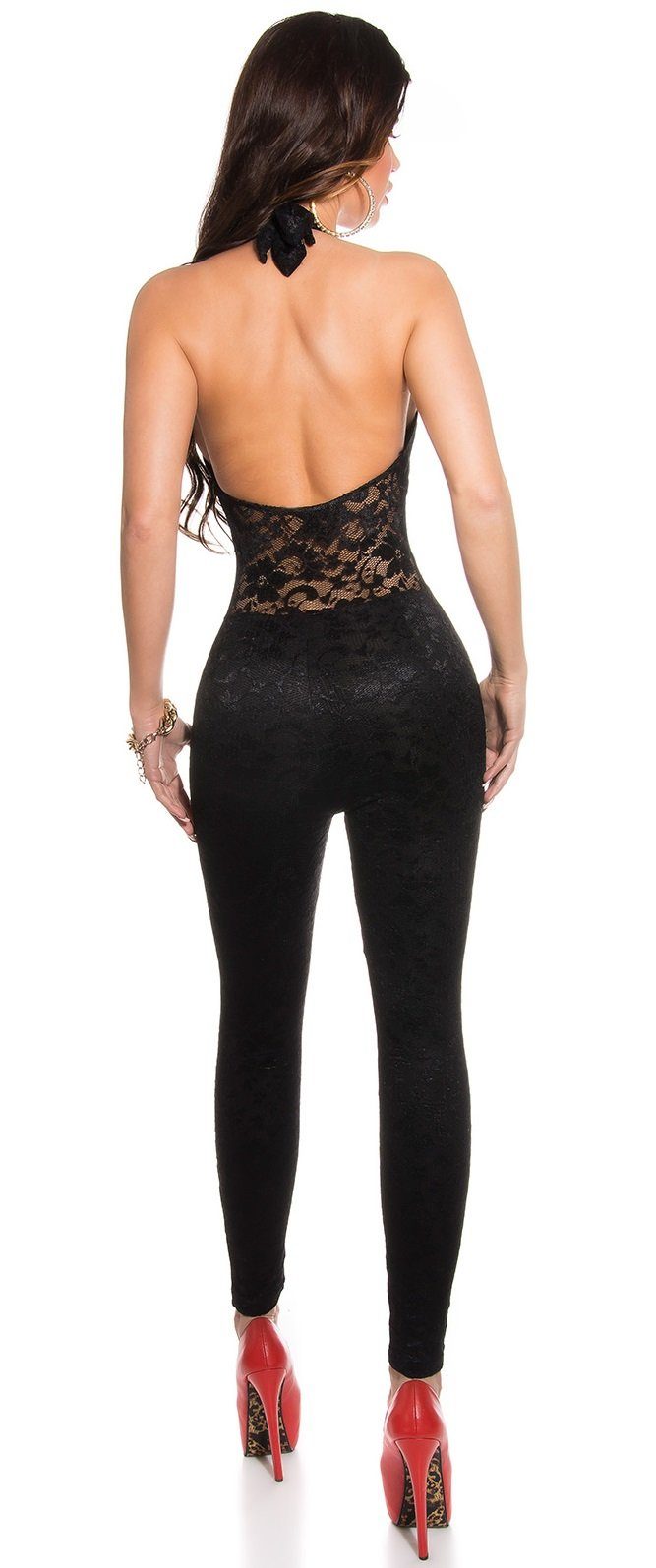 Koucla Neckholder-Overall mit Spitze, Hosenanzug Feier Party Business Jumpsuit