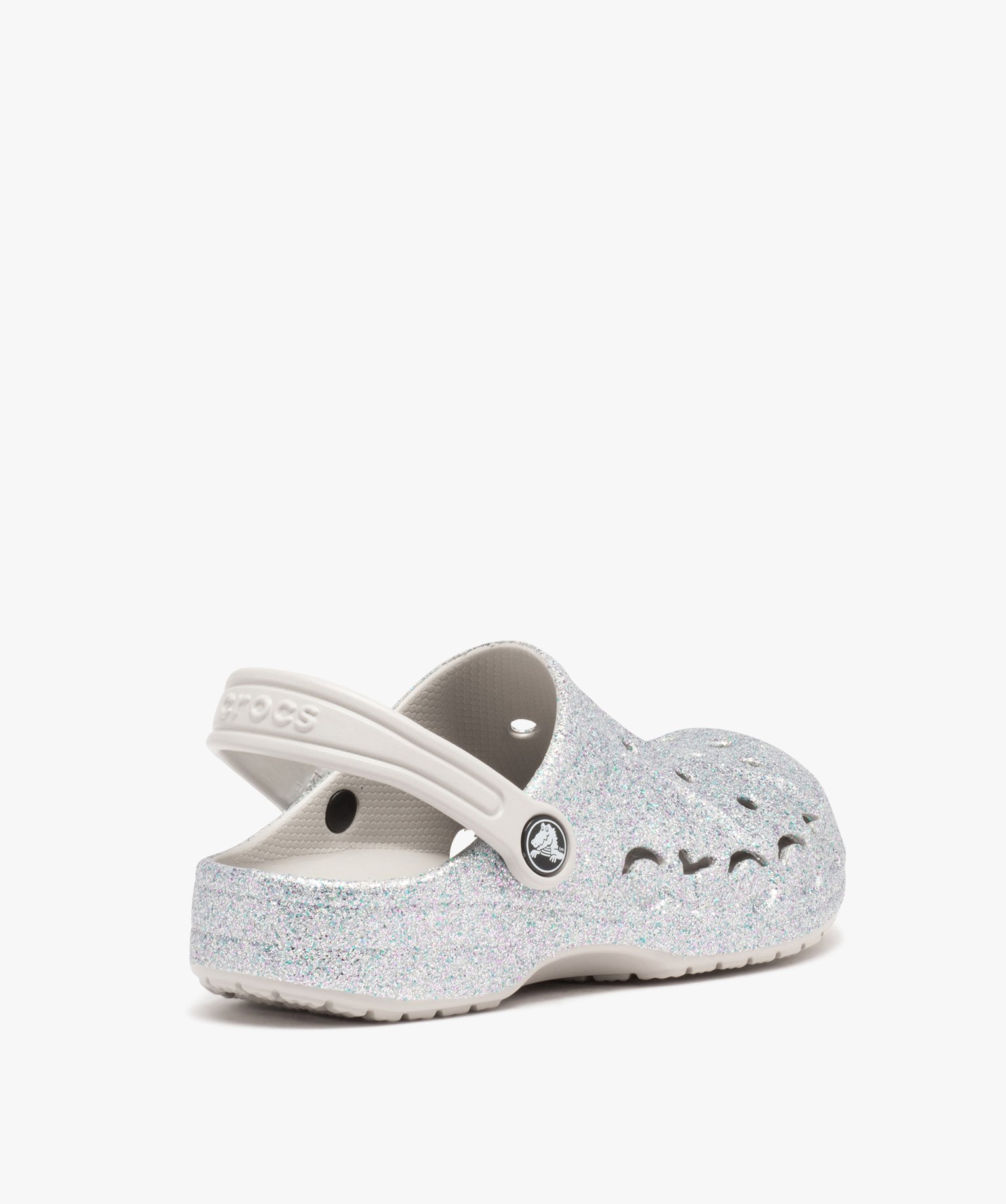 Sabots souples fille dessus perforé à paillettes - Crocs argent | GEMO