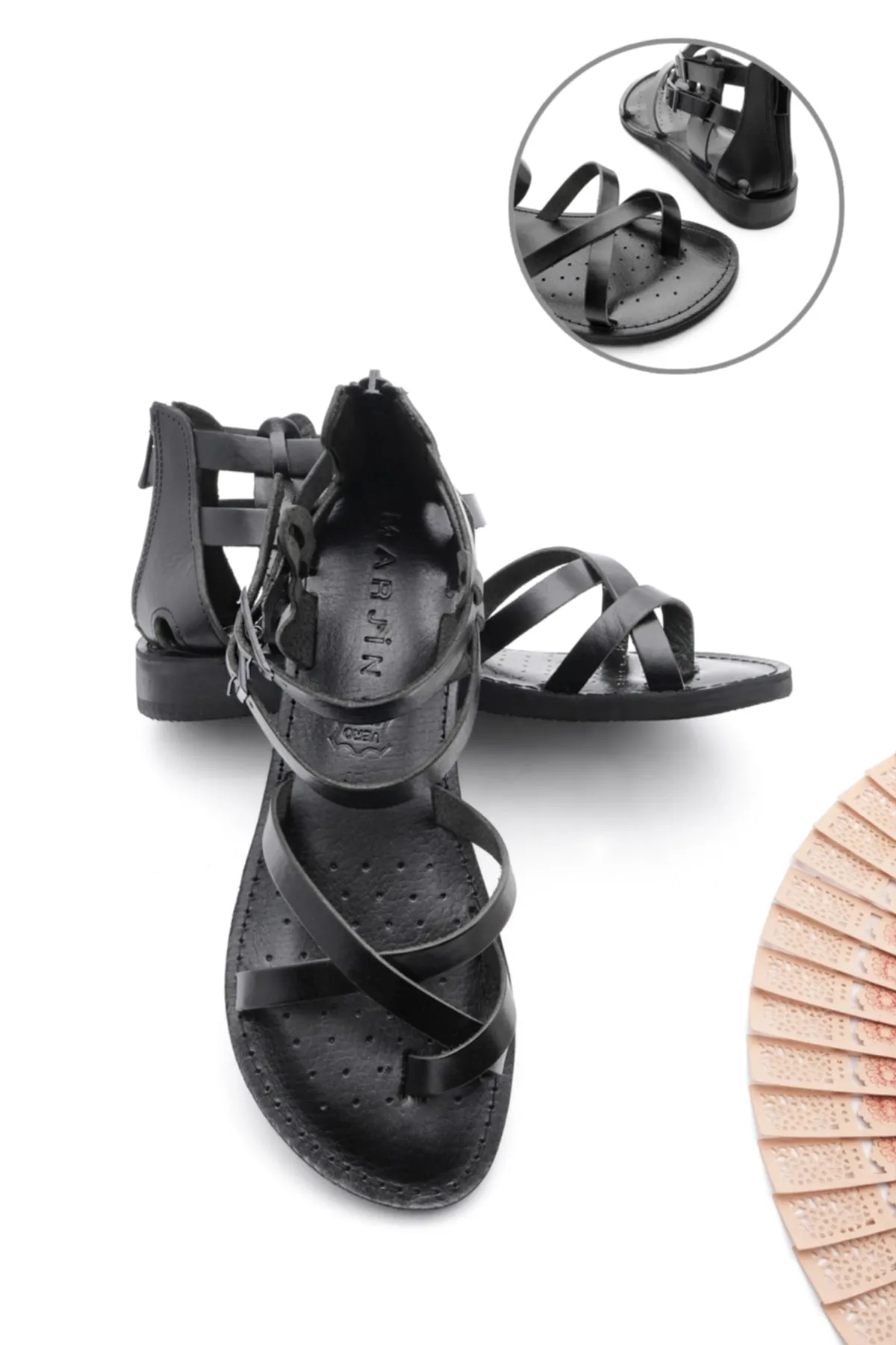 Marjin  Sandalette - Schwarz - Flacher Absatz