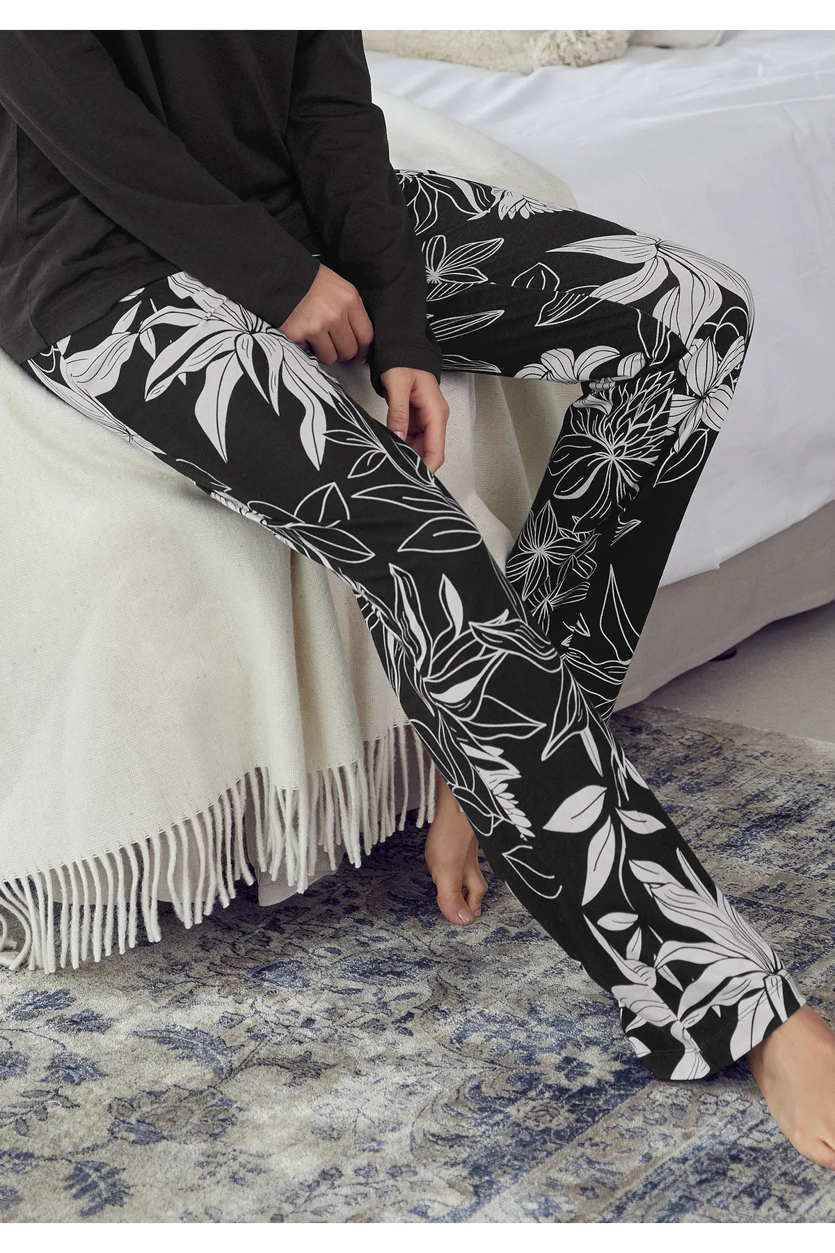 LASCANA  Pyjamahose - Schwarz - Relaxed