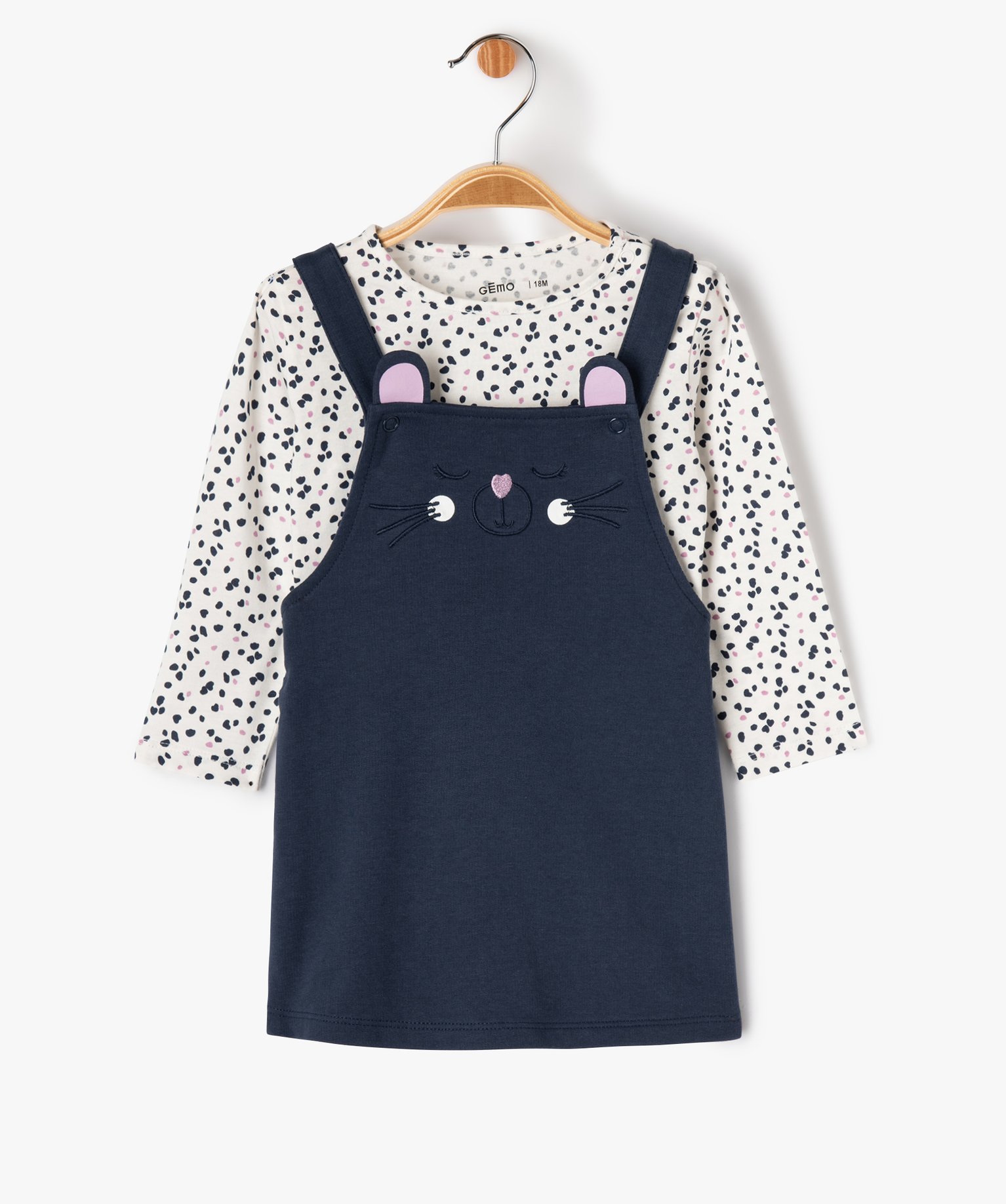 Ensemble 2 pièces robe + tee-shirt manches longues bébé f... bleu fonce | GEMO