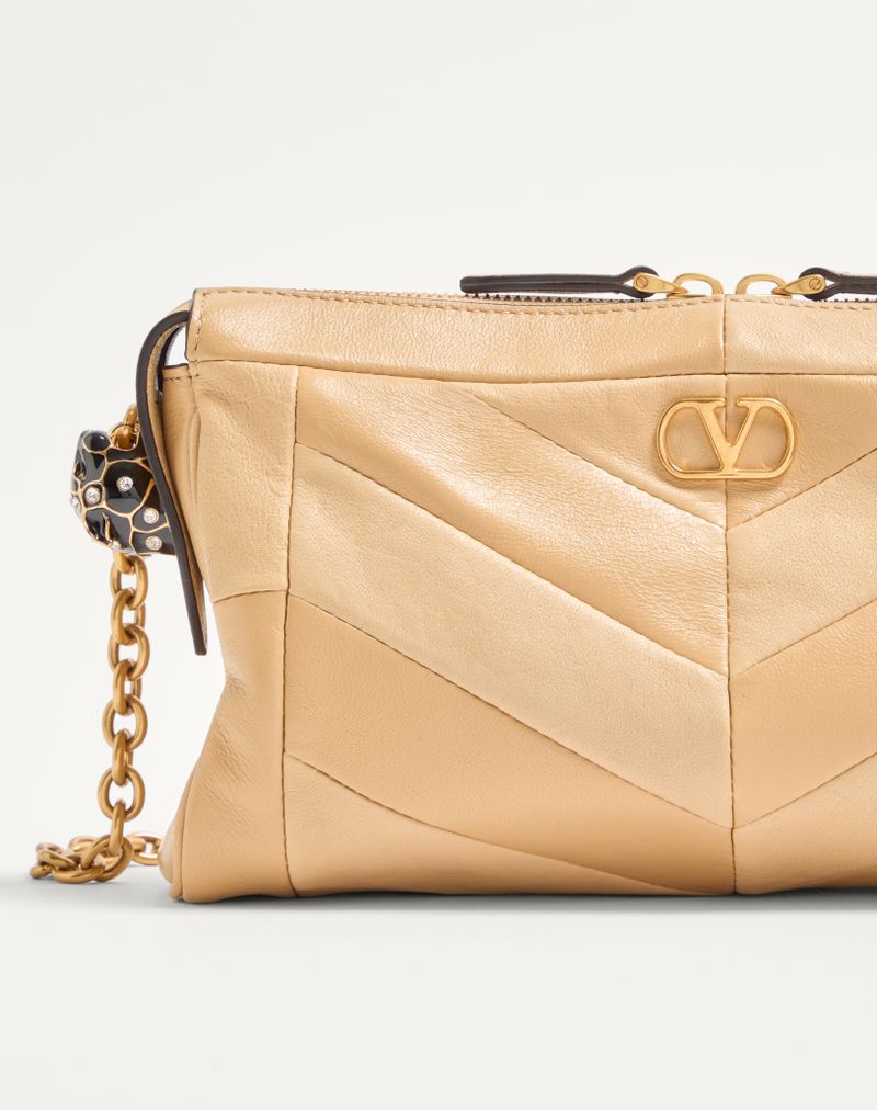 Bolsa de ombro pequena Valentino Garavani Panthea em napa com estampa chevron