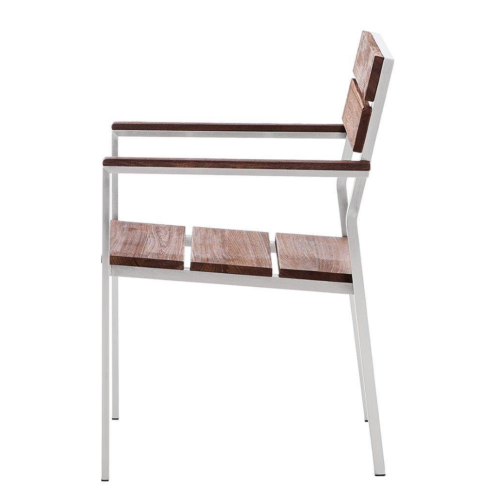 Home Feeling Gartenstuhl 2er Set Stapelstuhl Teakholz Edelstahl Soho, braun, ca. 56x61x86 cm