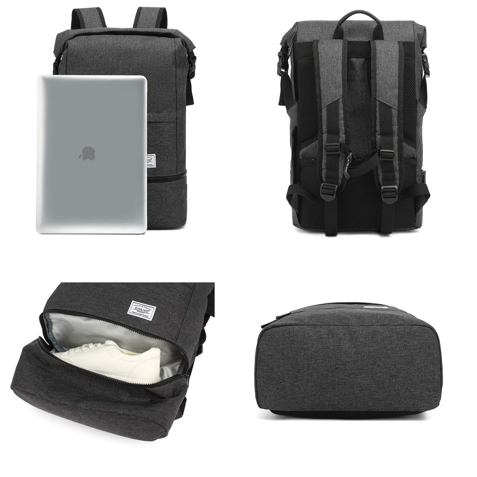 TAN.TOMI Rucksack Rucksack Damen, Wasserdicht Laptop Herren Rolltop Reiserucksack, Rucksack mit Laptopfach außen, ergonomisches Rückendesign
