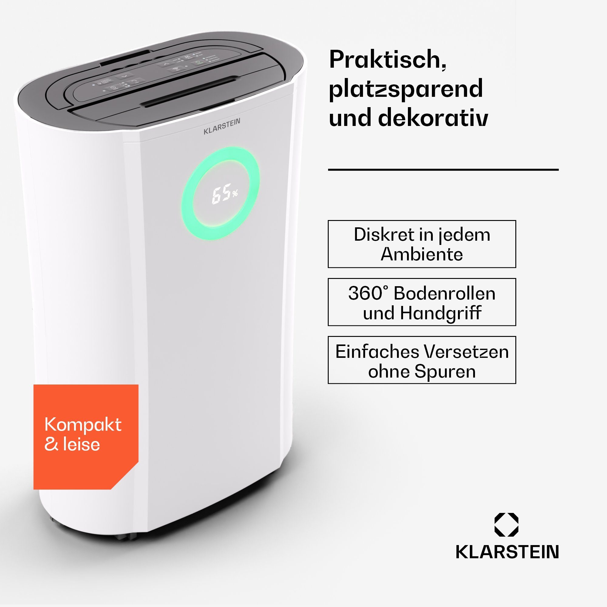 Klarstein Luftentfeuchter DryFy Pro 20 Luftentfeuchter, elektrisch 20l/d 4 L Wasser Tank