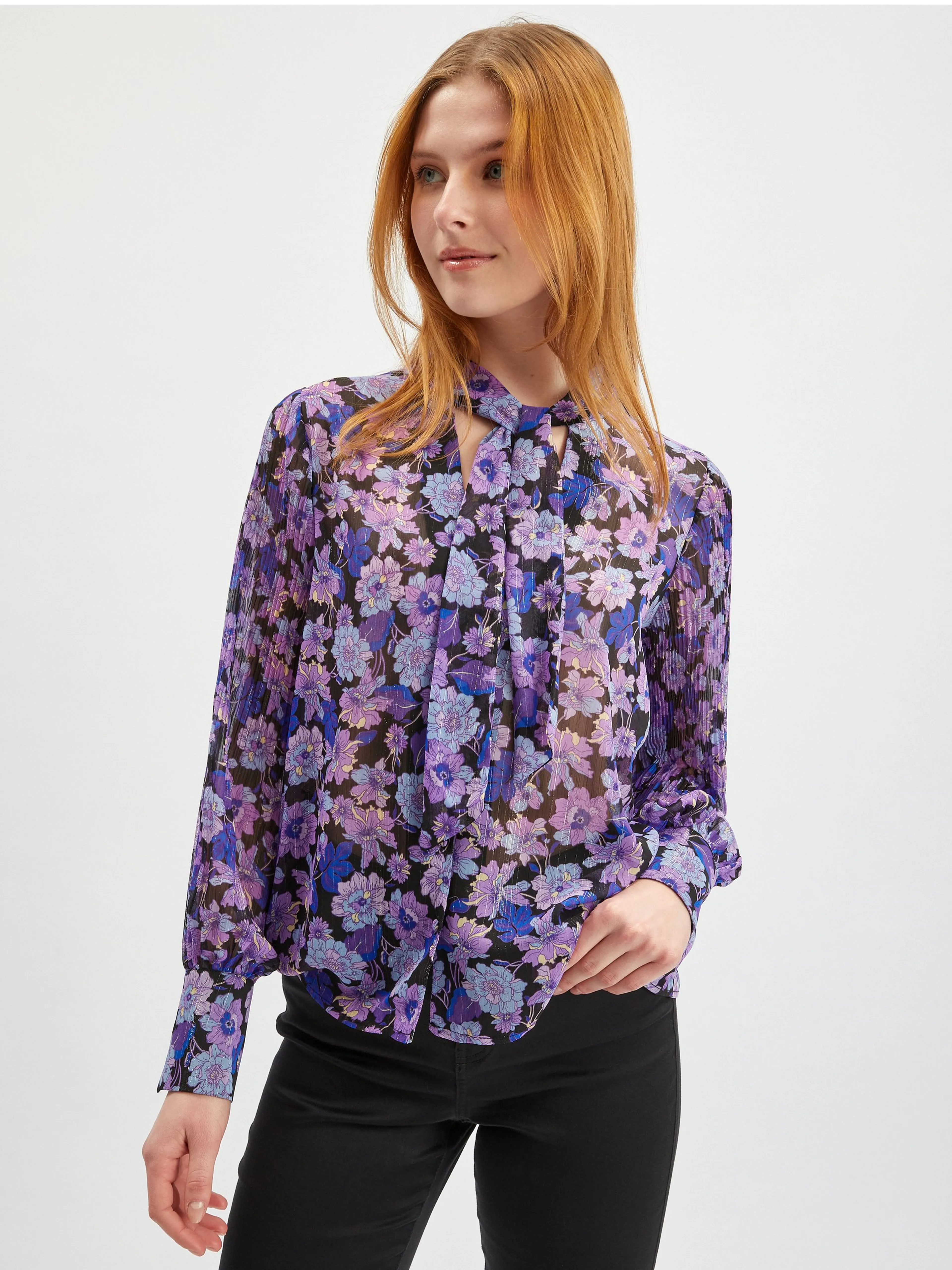 Lila Damenbluse mit Blumenmuster ORSAY