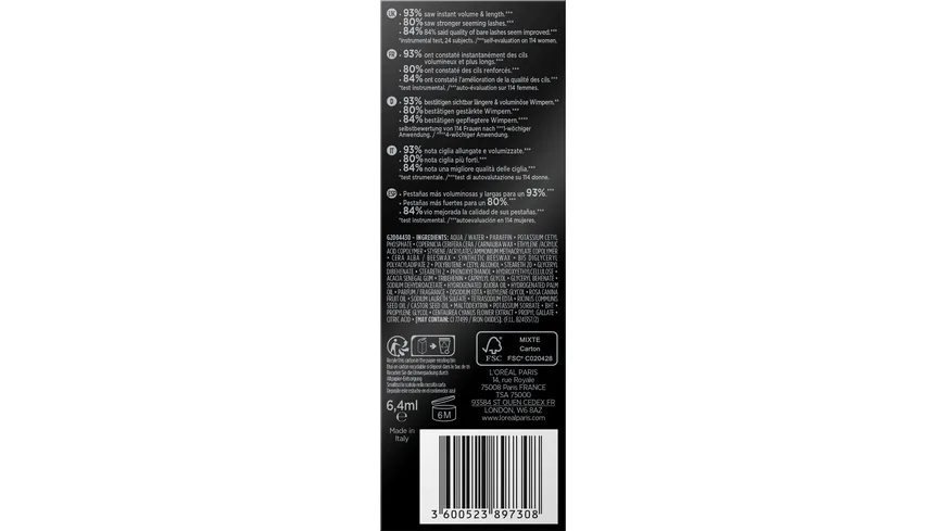 L'ORÉAL PARIS Wimperntusche Paradise Extra Black 6.4 ml Intense Black