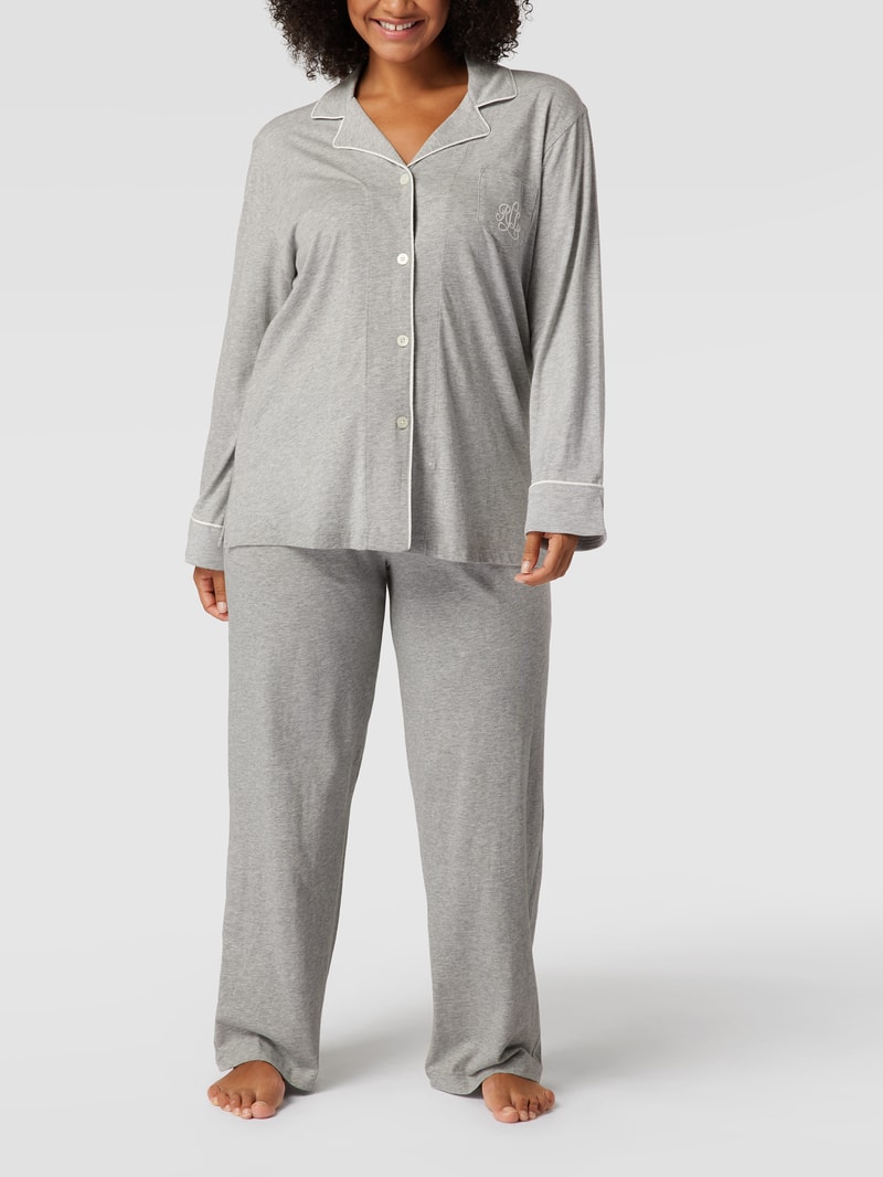 Pyjama mit Brand-Stitching in mittelgrau