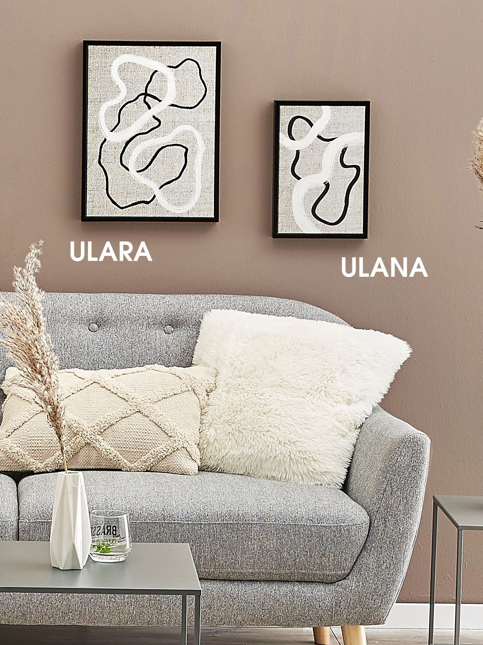 Ulana Leinwand-Druck-handbemalt, Grau