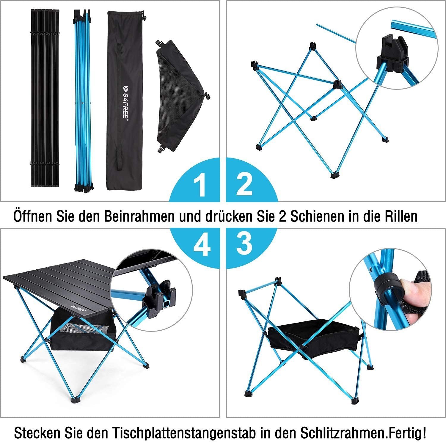 G4Free Klapptisch (1-St), Aluminium Klapp Multifunktionstisch Campingtisch