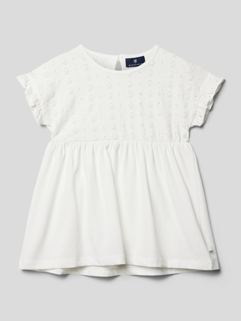 T-Shirt mit Lochstickerei in weiß
