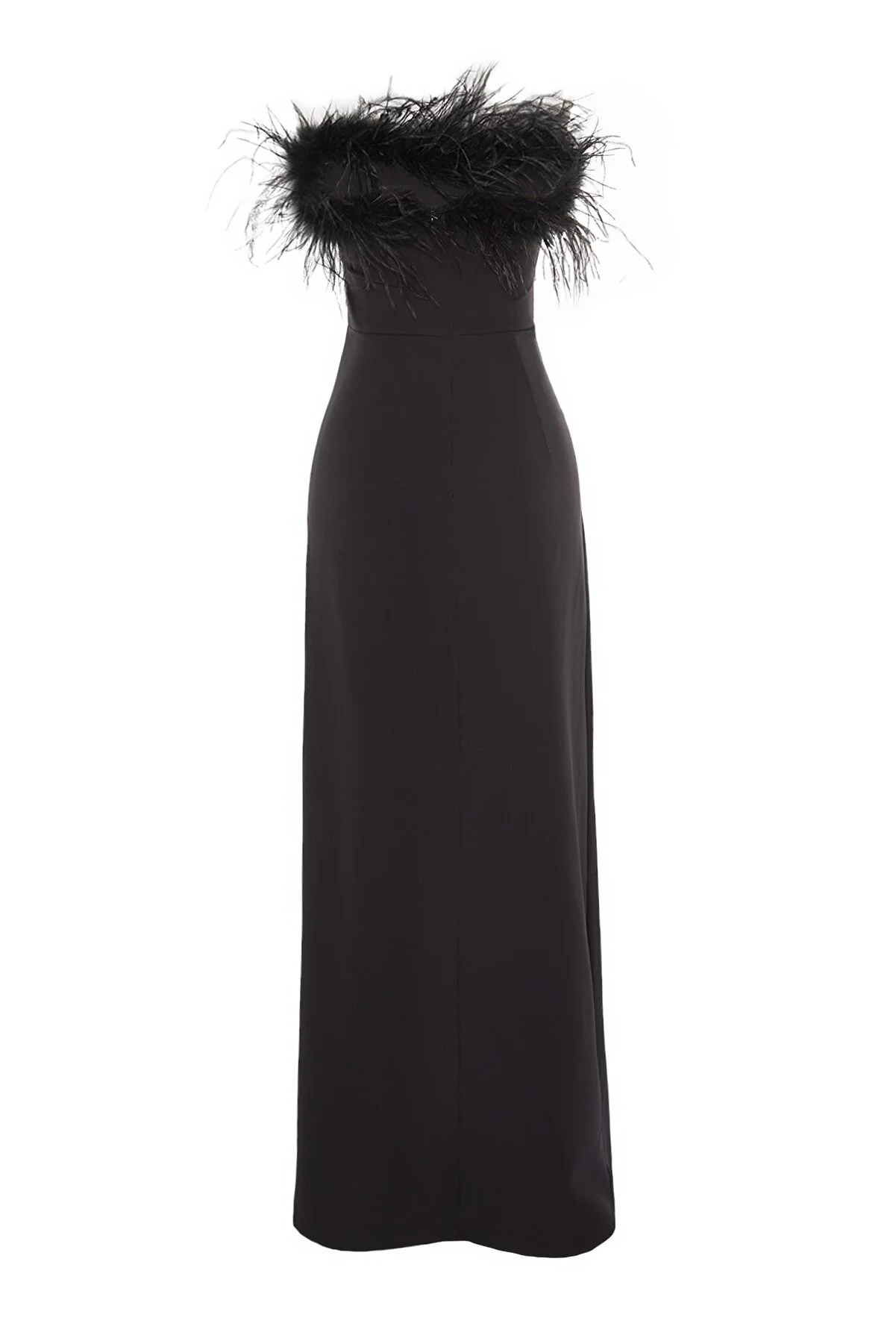 Trendyol Collection  Schwarzes, figurbetontes, gefüttertes, durchbrochenes, langes Abendkleid TPRSS22AE0095