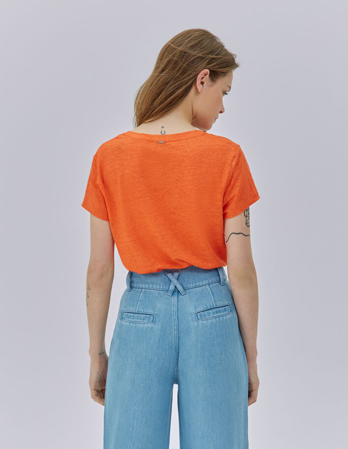 Tee-shirt orange en lin femme