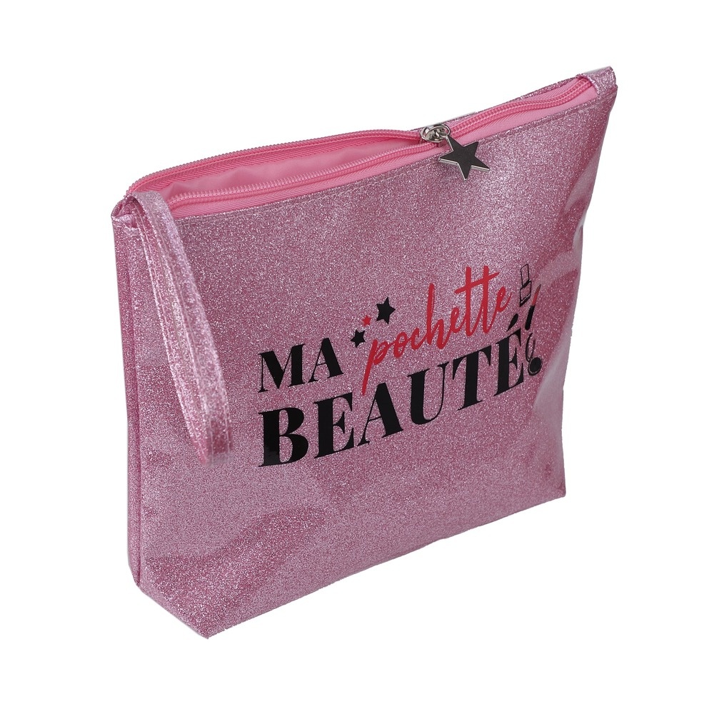 takecare Trousse de toilette rose à paillettes Des P'tits Trucs pour me faire une beauté Trousses de voyage