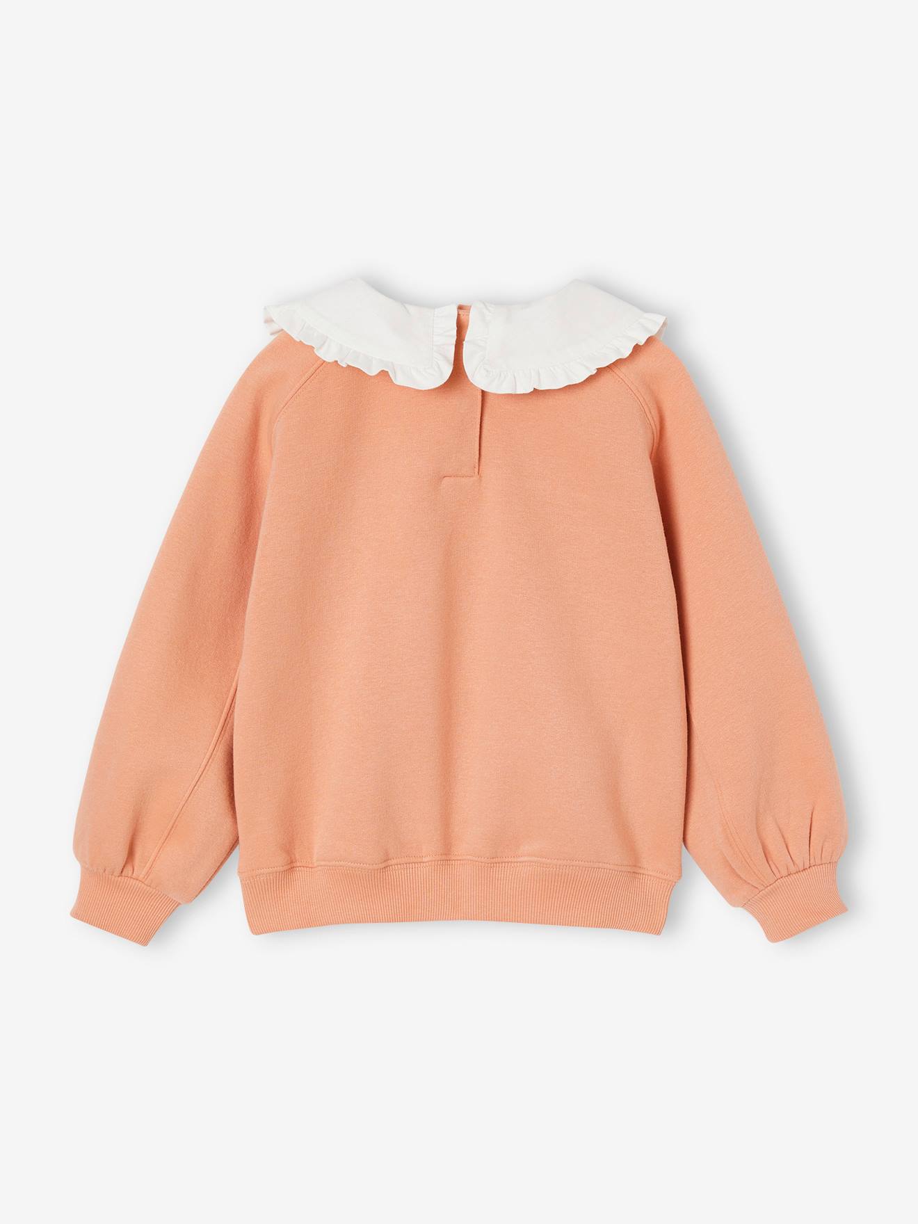 Vertbaudet Mädchen Sweatshirt mit Bubikragen - aprikose