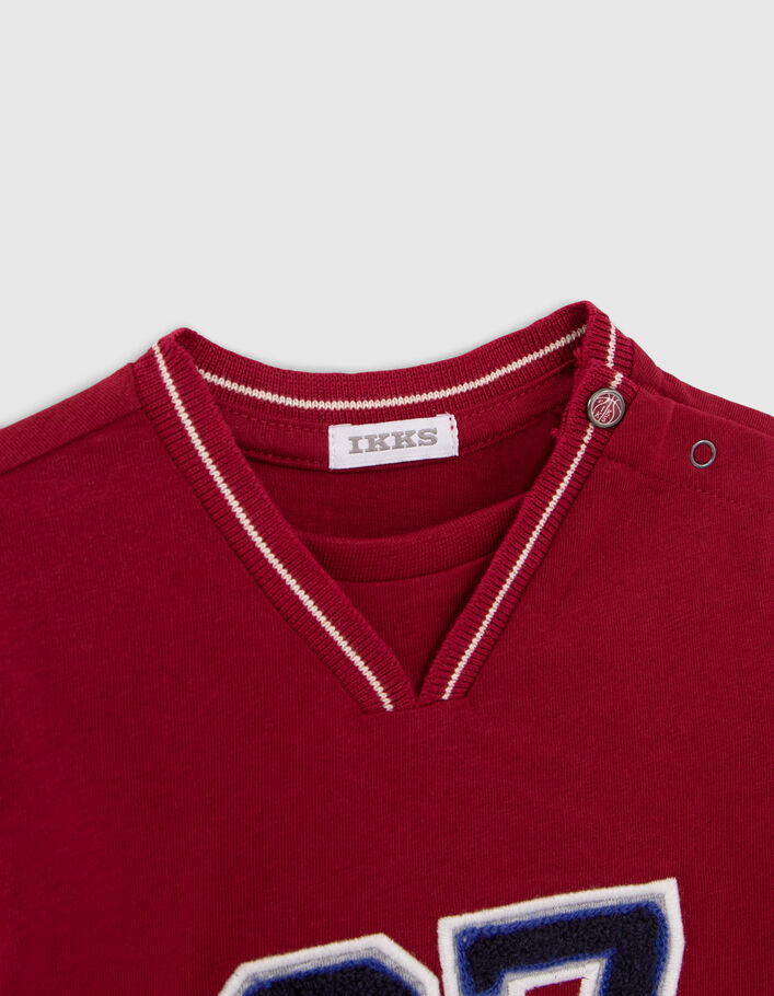 T-shirt rouge bio maxi chiffres bouclette bébé garçon