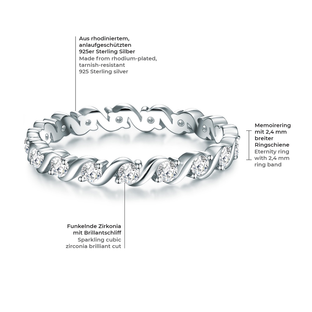 Trilani Bague en argent Argent sterling Oxyde de zirconium (CZ) en Argent Bague