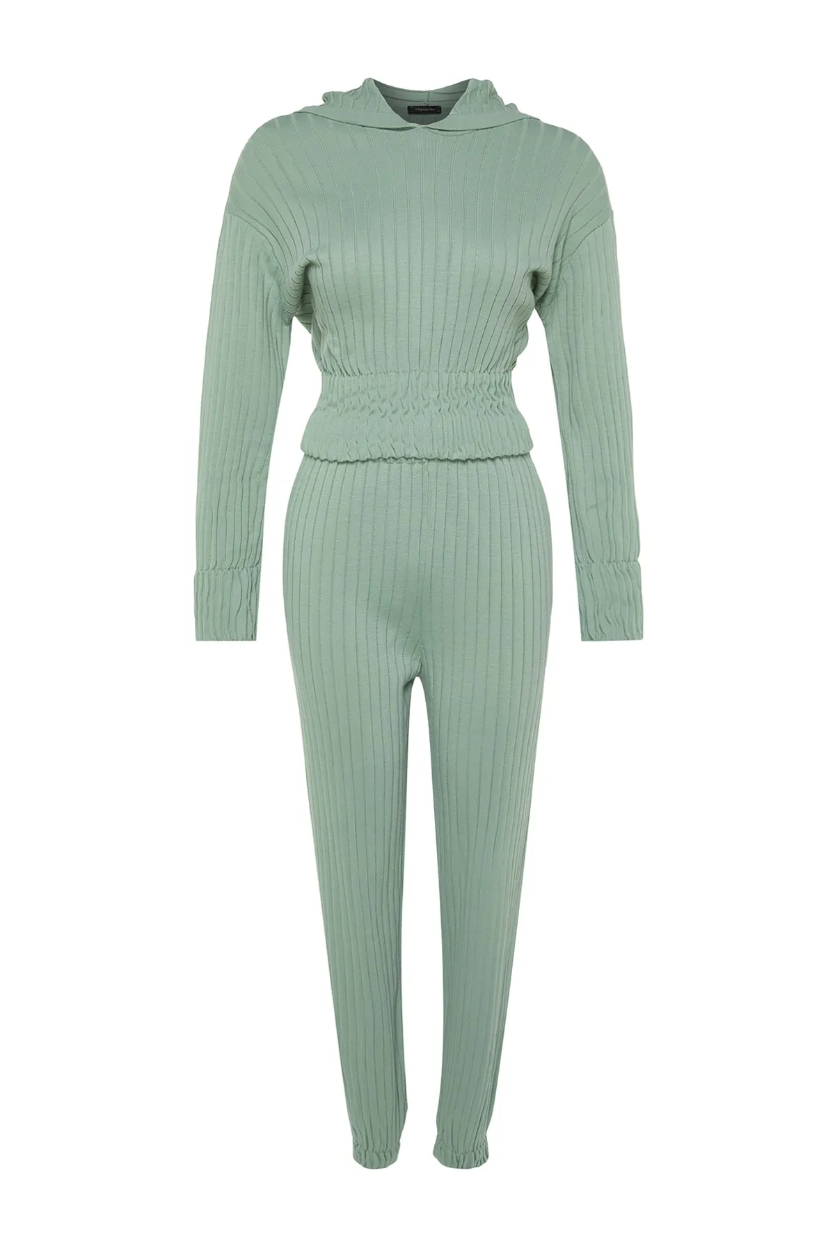 Trendyol Collection  Mintgrünes Strickoberteil und -unterteil-Set mit Kapuze TWOAW22AU0044