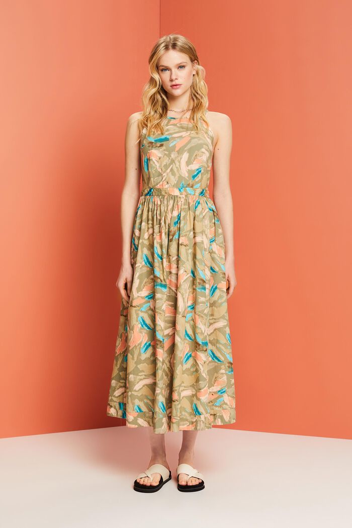 Gemustertes Midikleid, 100 % Baumwolle