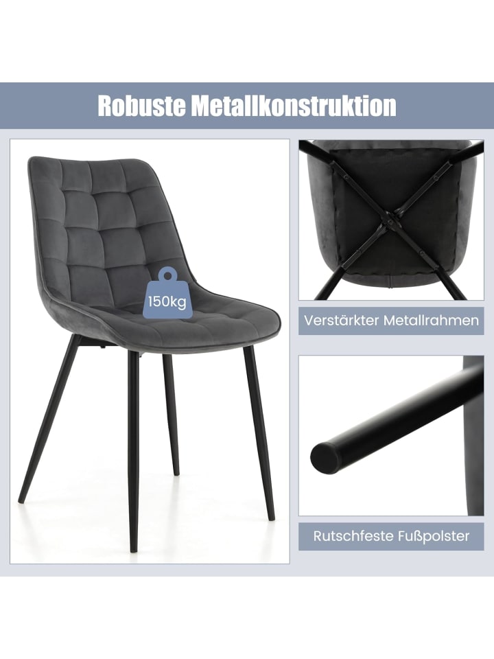COSTWAY Esszimmerstühle 2er Set in Grau günstig kaufen onesize