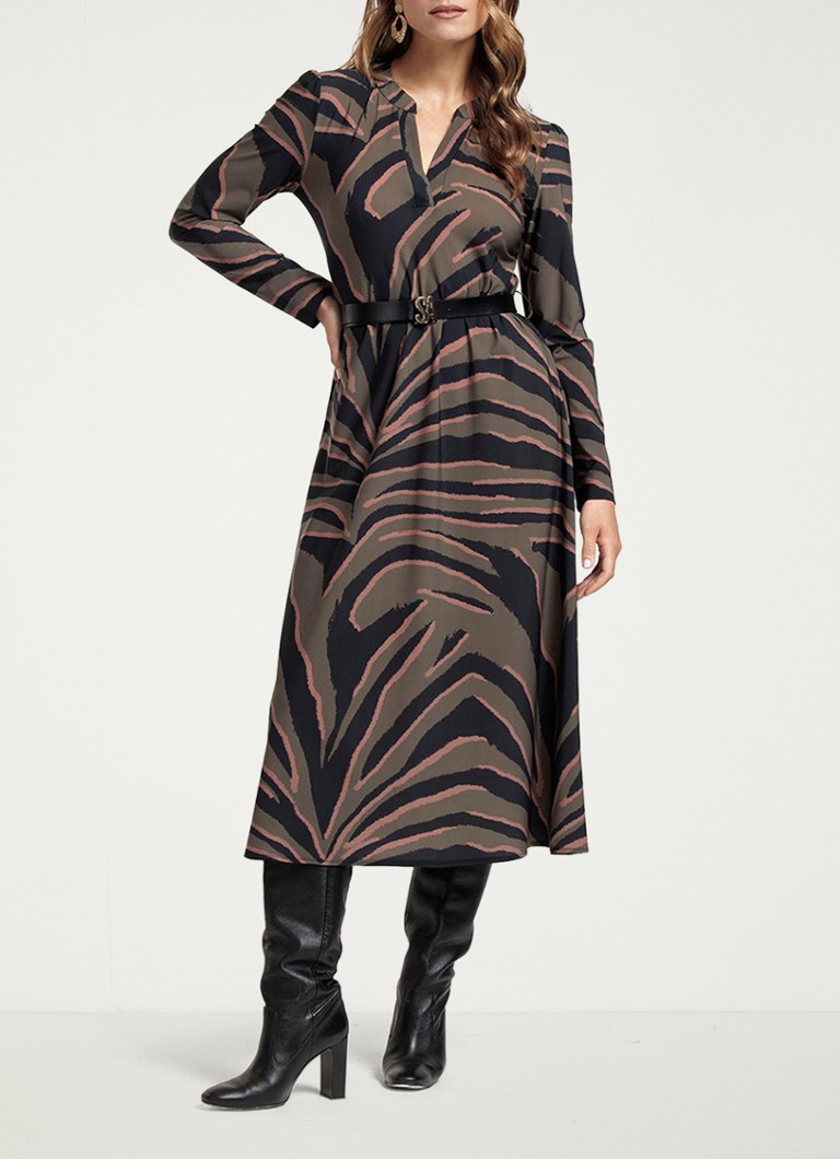 Robe midi Sira de Studio Anneloes, imprimée zèbre et ceinture à nouer