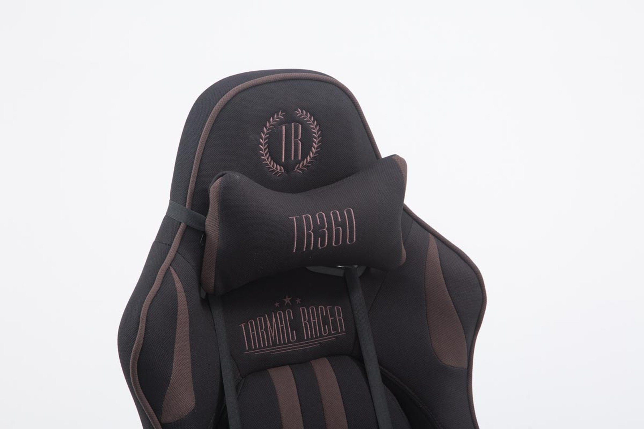 TPFLiving Gaming-Stuhl Limitless-2 mit bequemer Rückenlehne - höhenverstellbar - 360° drehbar (Schreibtischstuhl, Drehstuhl, Gamingstuhl, Racingstuhl, Chefsessel), Gestell: Metall chrom - Sitzfläche: Stoff schwarz/braun