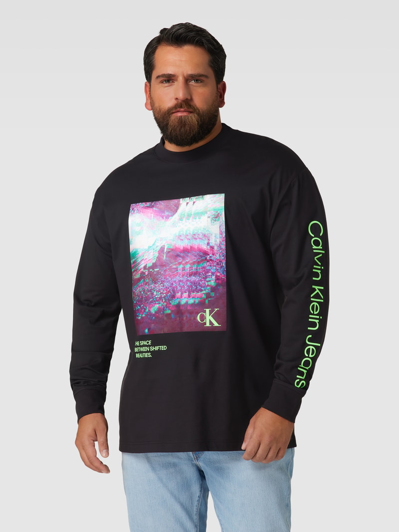 PLUS SIZE Longsleeve mit Motiv-Print in schwarz