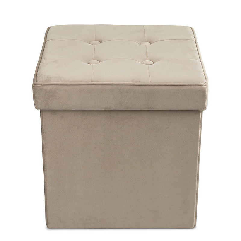 Home Puff sammenleggbar 38x38 cm velur varmgrå
