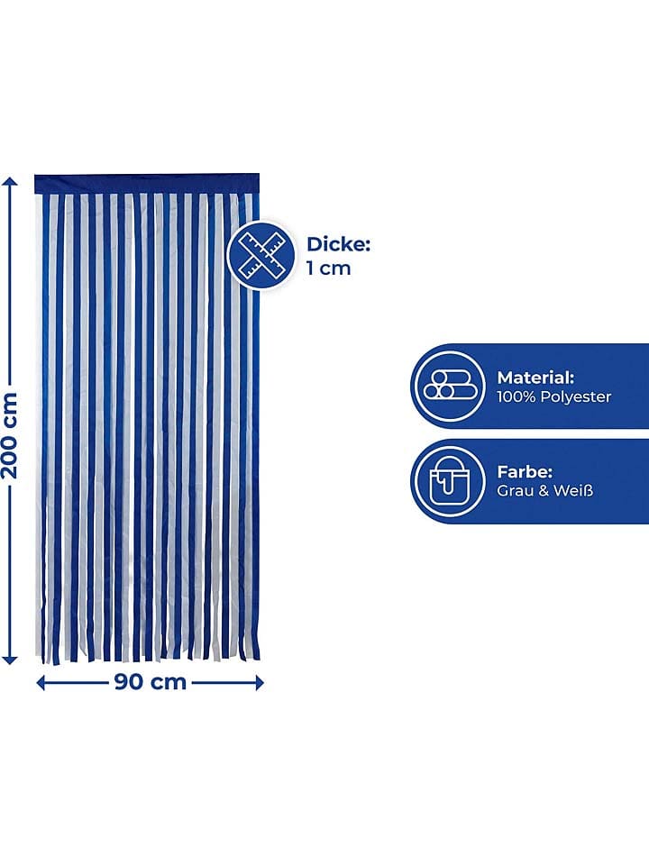 Wenko Türvorhang in Blau/ Weiß - (L)200 x (B)90 cm günstig kaufen onesize
