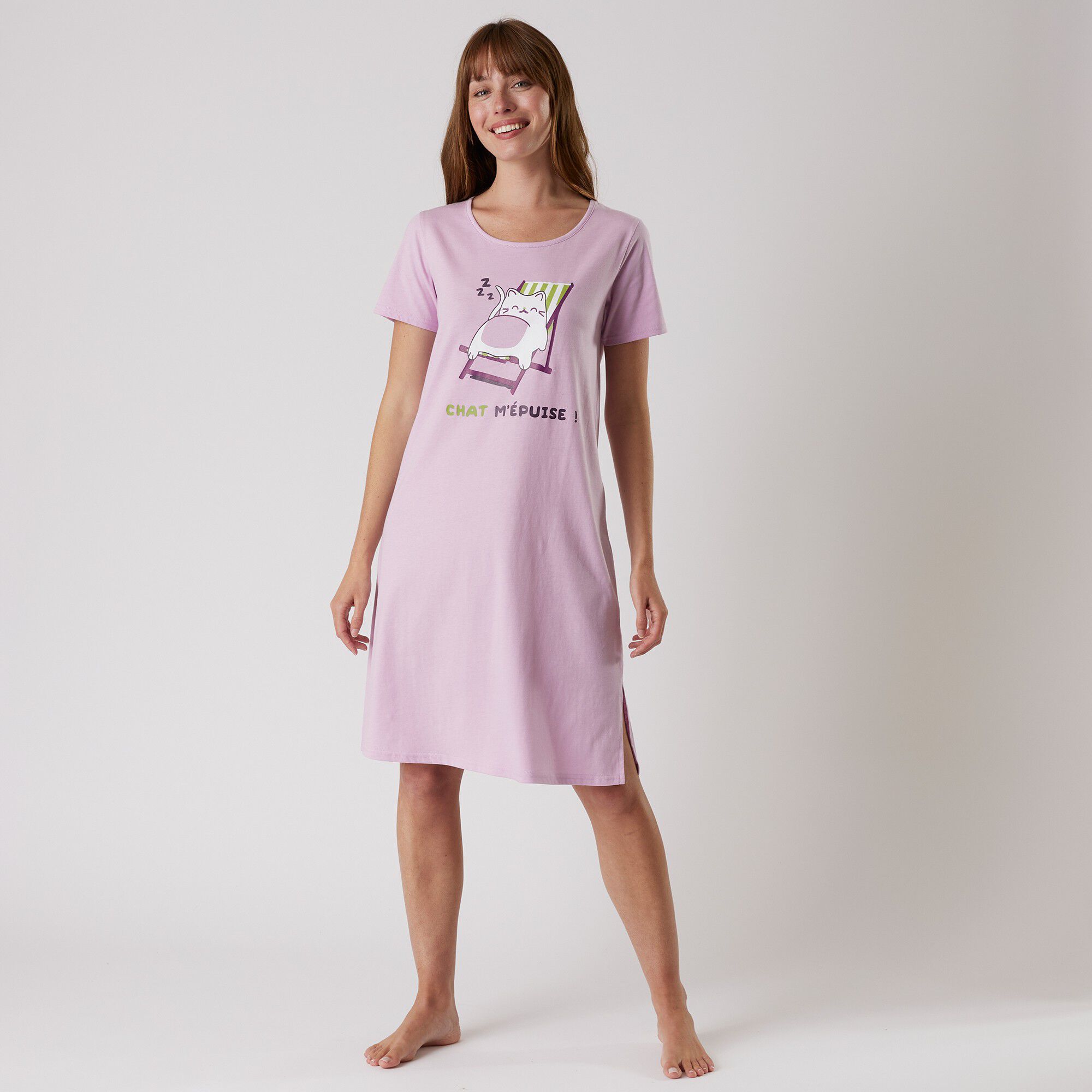 Chemise de nuit courte manches courtes – imprimé 