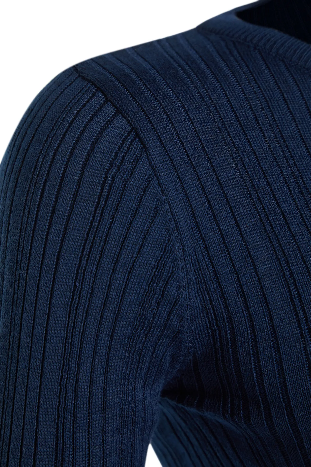 Trendyol Collection  Marineblaues, kurzes Strickoberteil und -unterteil-Set TWOAW24AU00003
