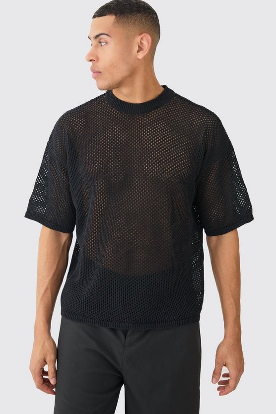 Oversize T-Shirt in Schwarz mit Naht