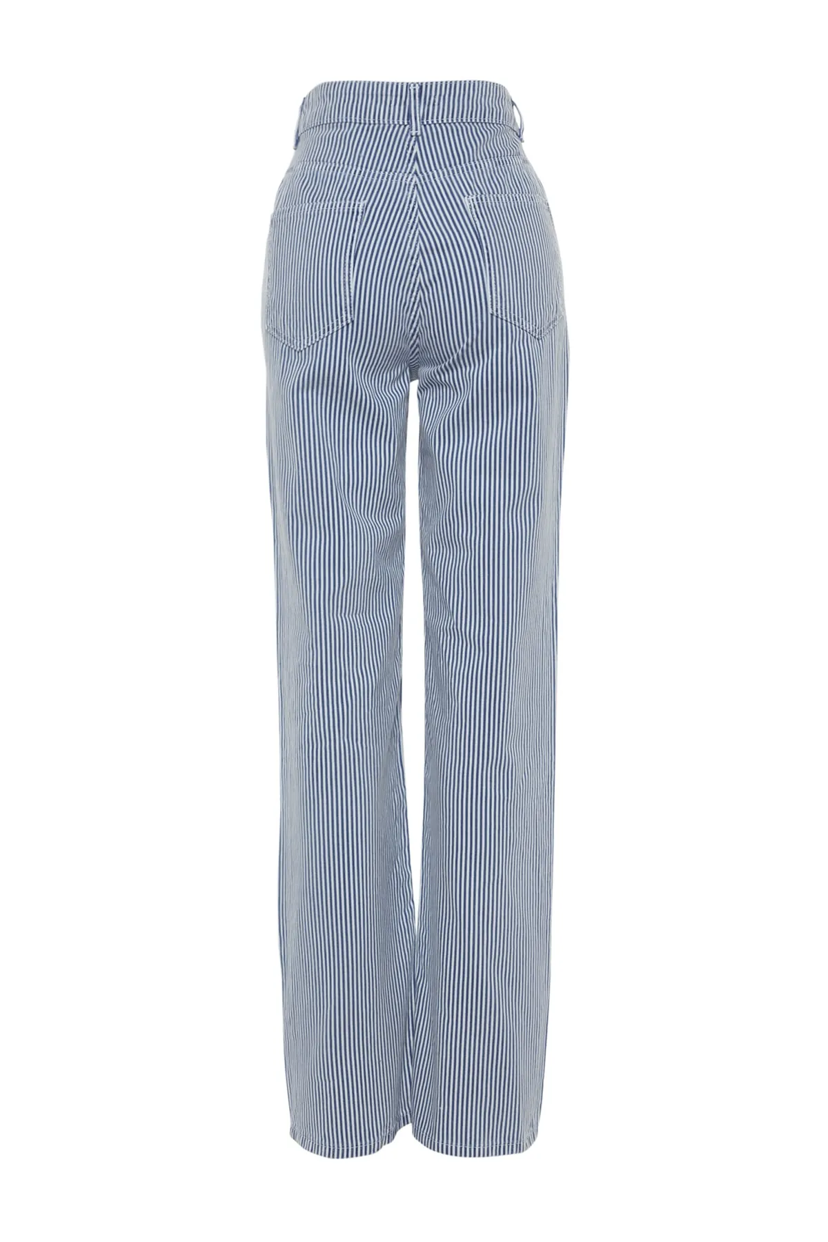 Trendyol Collection  Mehrfarbige, gestreifte Jeans mit hoher Taille und weitem Bein TWOSS23JE00246