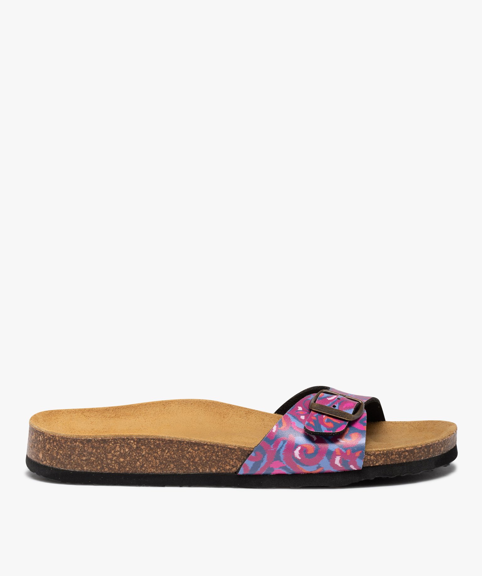 Mules femme à semelle liège et bride ajustable marine | GEMO
